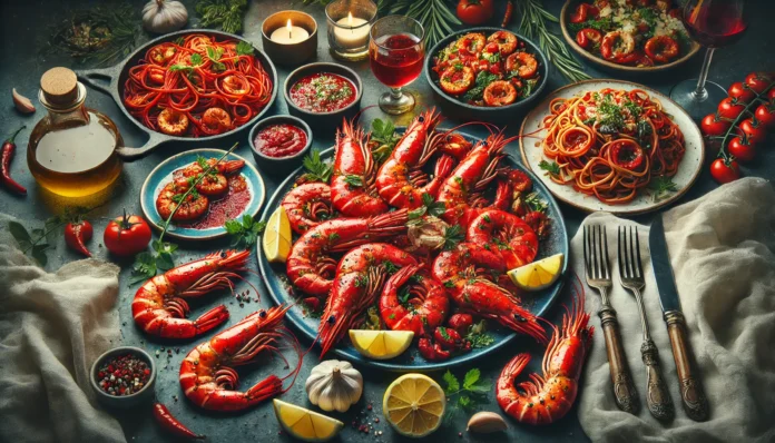 Freshly prepared royal red shrimp recipes for sale near me, featuring grilled, buttery, and seasoned shrimp dishes.
